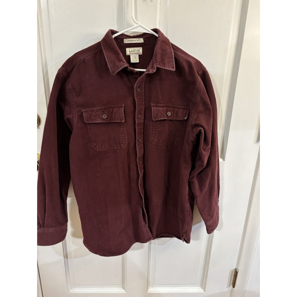 LL Bean Chamois Cloth Shirt Mens Size Large Flannel Traditional Fit Button Up